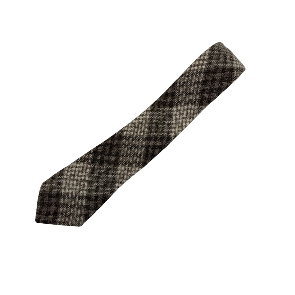 Tweedmill Necktie Mens OS Brown Plaid Jacob Wool British Made Tweed Professional